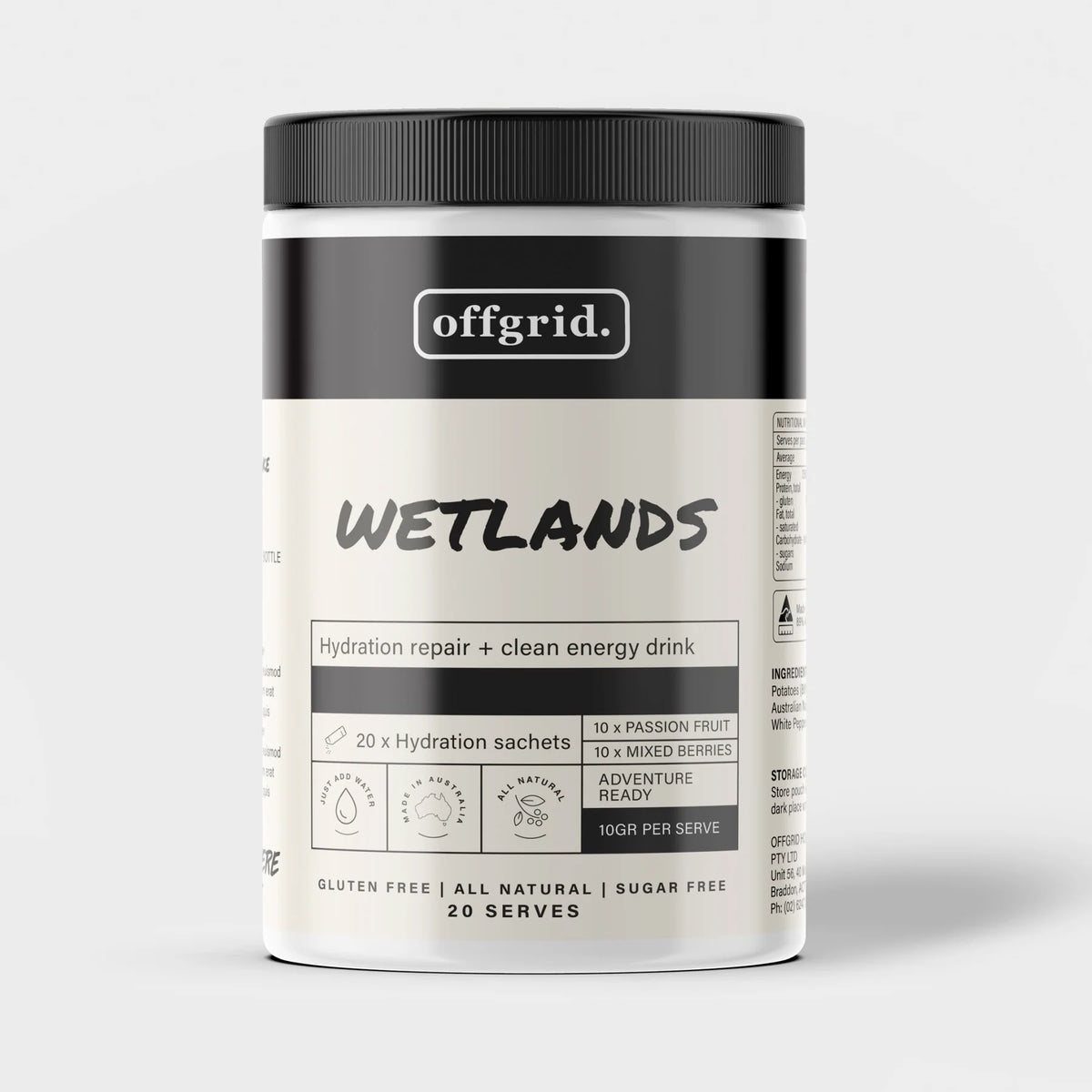Offgrid Wetlands Hydration Repair & Clean Energy Drink Wallaroo