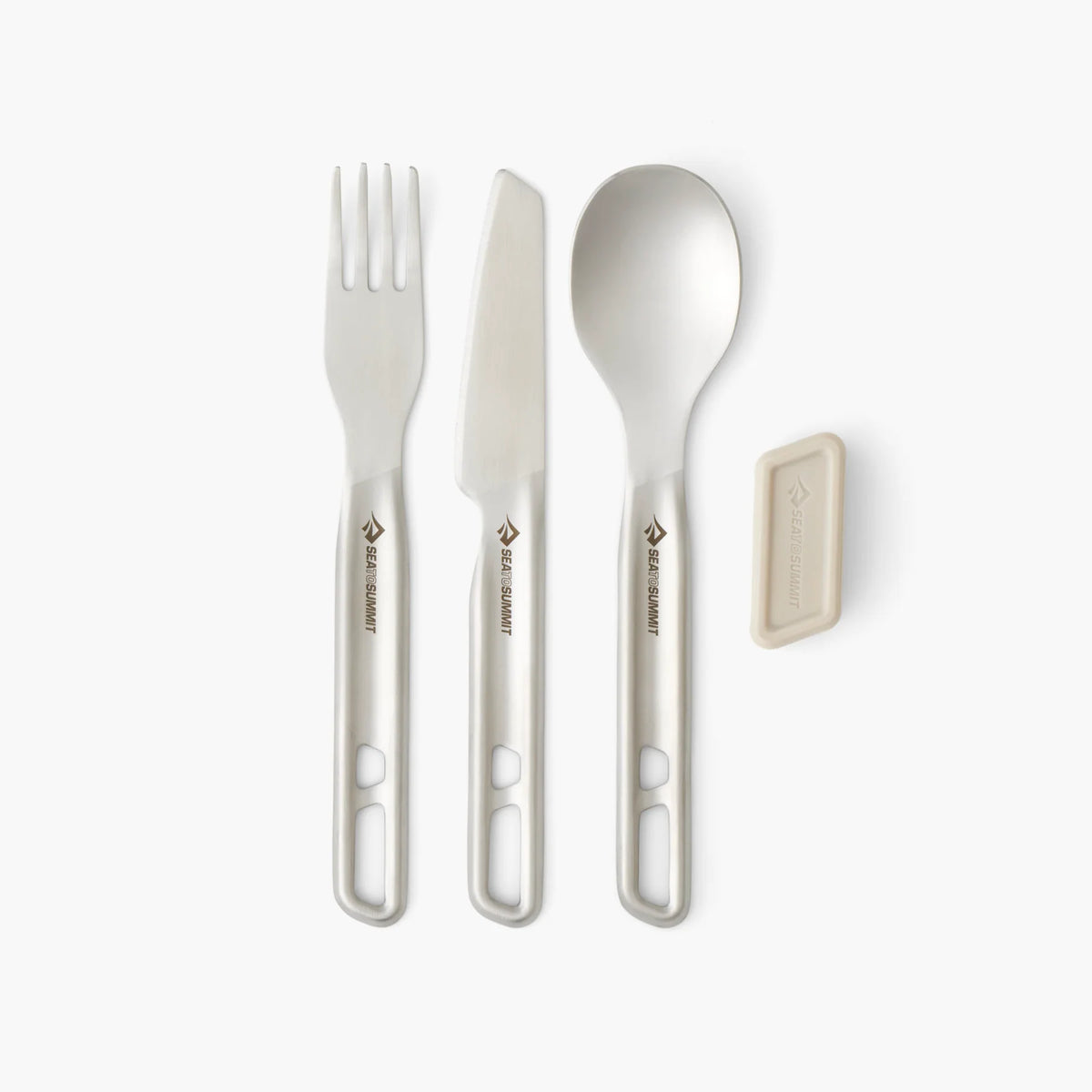 Sea to Summit Detour Stainless Steel Cutlery Set, laid out