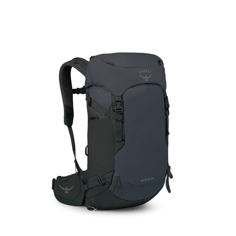 Osprey Kyte LT 28 women's hiking pack in Black, three-quarter view