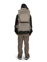Osprey Poco LT Child Carrier in Tan Concrete, worn, rear view