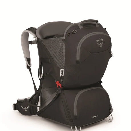 Osprey Poco LT Child Carrier in Black, three-quarter view