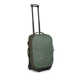 Osprey Transporter Wheeled Carry-On in Pine Leaf/Earl Grey with the handle extended