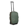 Osprey Transporter Wheeled Carry-On in Pine Leaf/Earl Grey with the handle extended